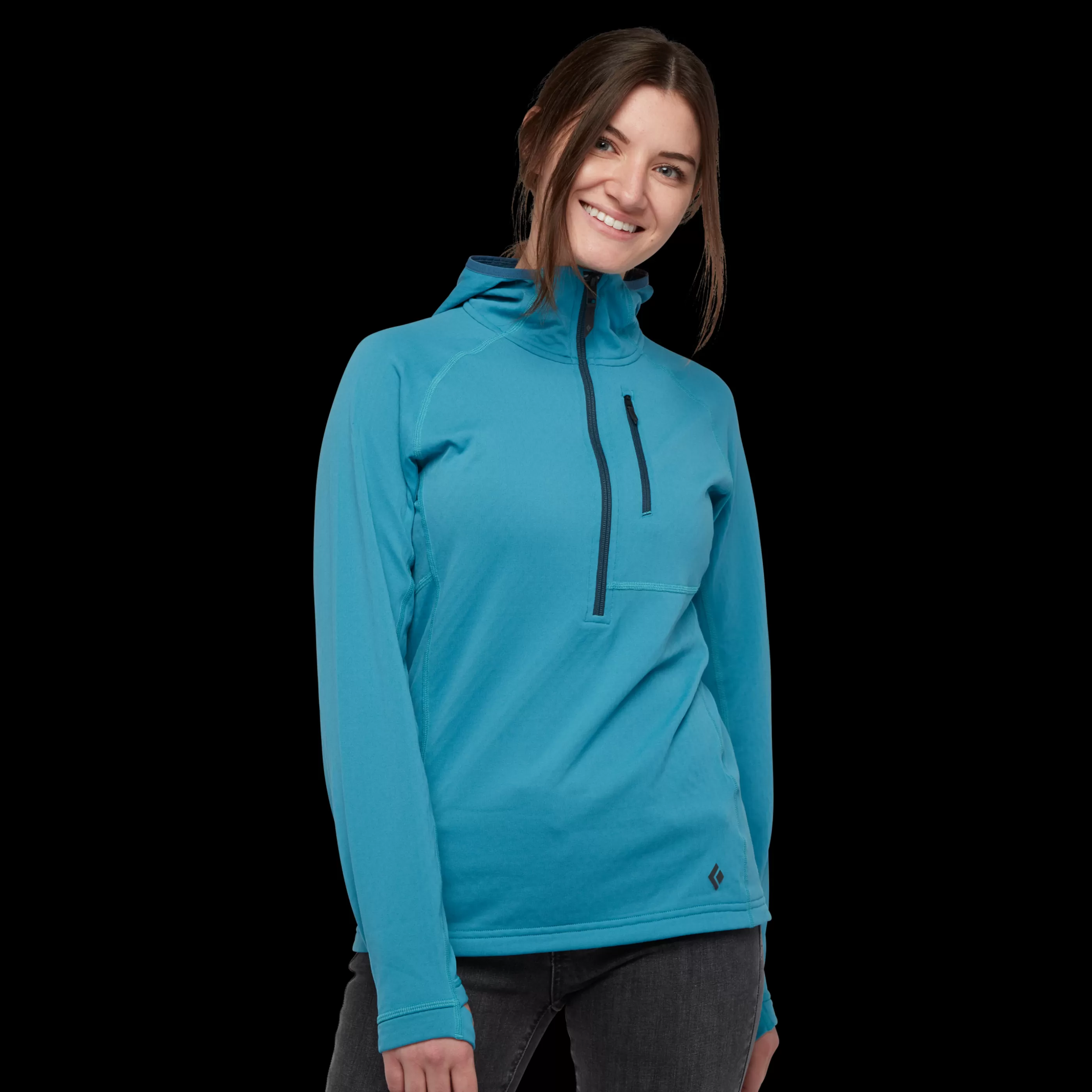 Women's Coefficient Quarter Zip Fleece Hoody-Black Diamond Clearance